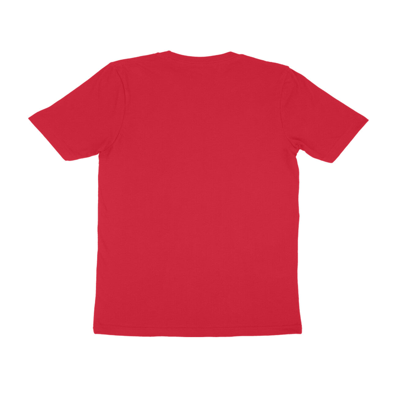 Back view of a red unisex money t-shirt, made from 100% combed cotton and sustainable inks.
